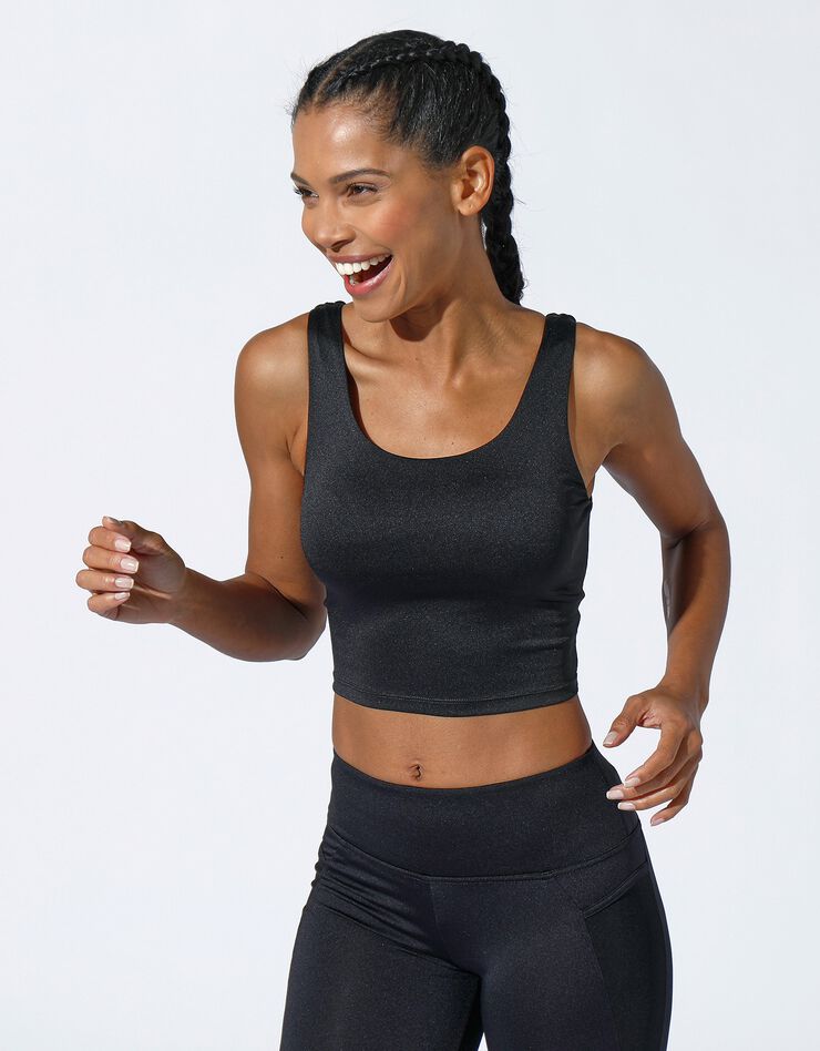 Crop top sport, brassière intégrée (noir) Crop top sport, brassière intégrée (noir)