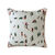 Coussin coton bouclette, broderies skieurs (&eacute;cru / rouge / vert)