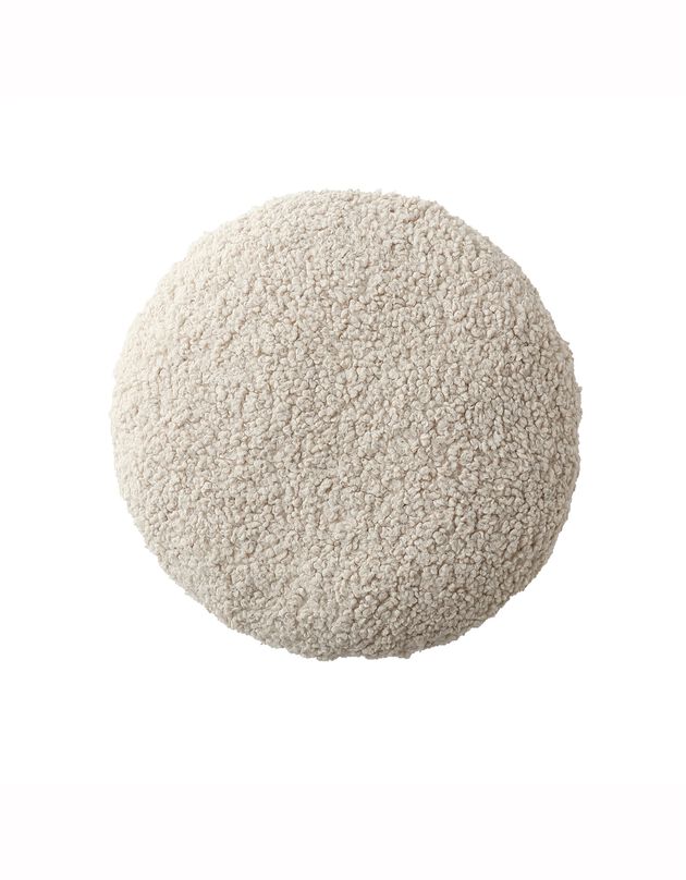 Coussin rond en bouclette sherpa moutonnée (naturel)
