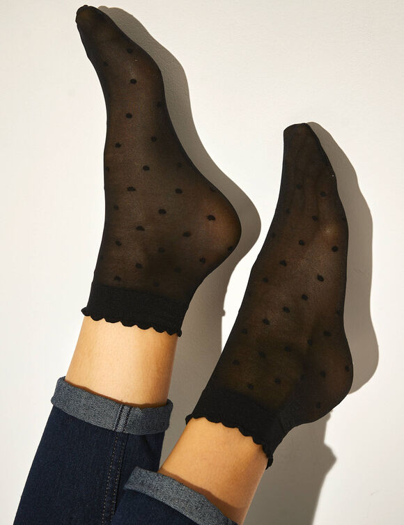 Mi-chaussettes plumetis - lot de 2 paires (noir)