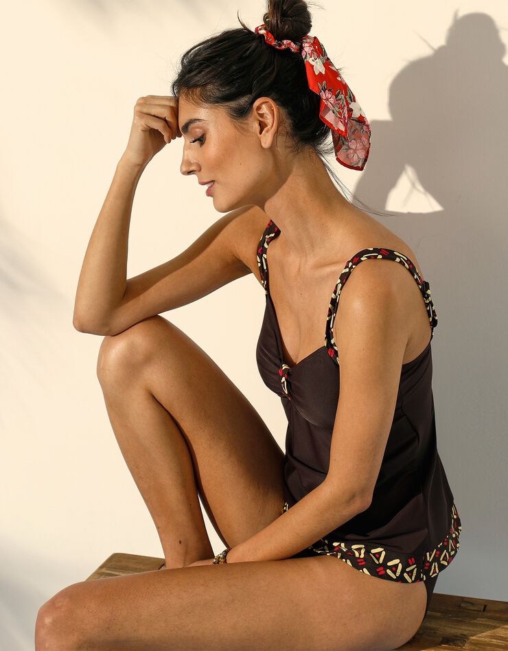 Haut de tankini Aduana imprimé, brassière intégrée (chocolat) Haut de tankini Aduana imprimé, brassière intégrée (chocolat)