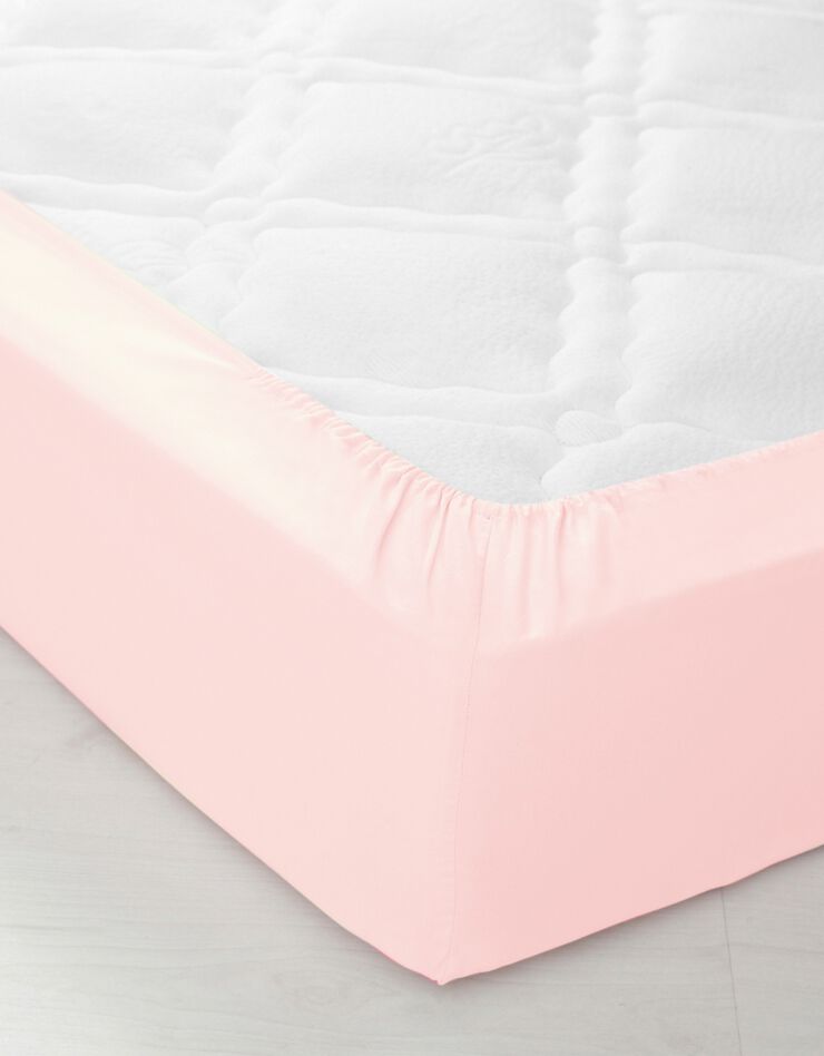 Drap-housse uni coton bonnet 32 cm (rose poudré)