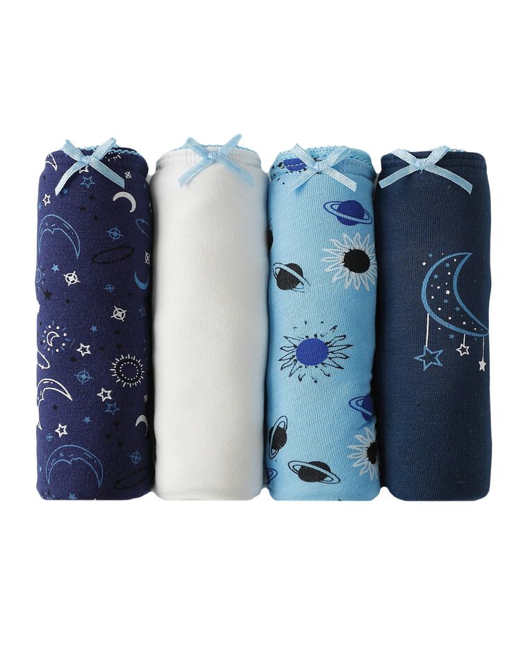 Slip coton imprimé "cosmic" - lot de 4 (bleu) Slip coton imprimé "cosmic" - lot de 4 (bleu)