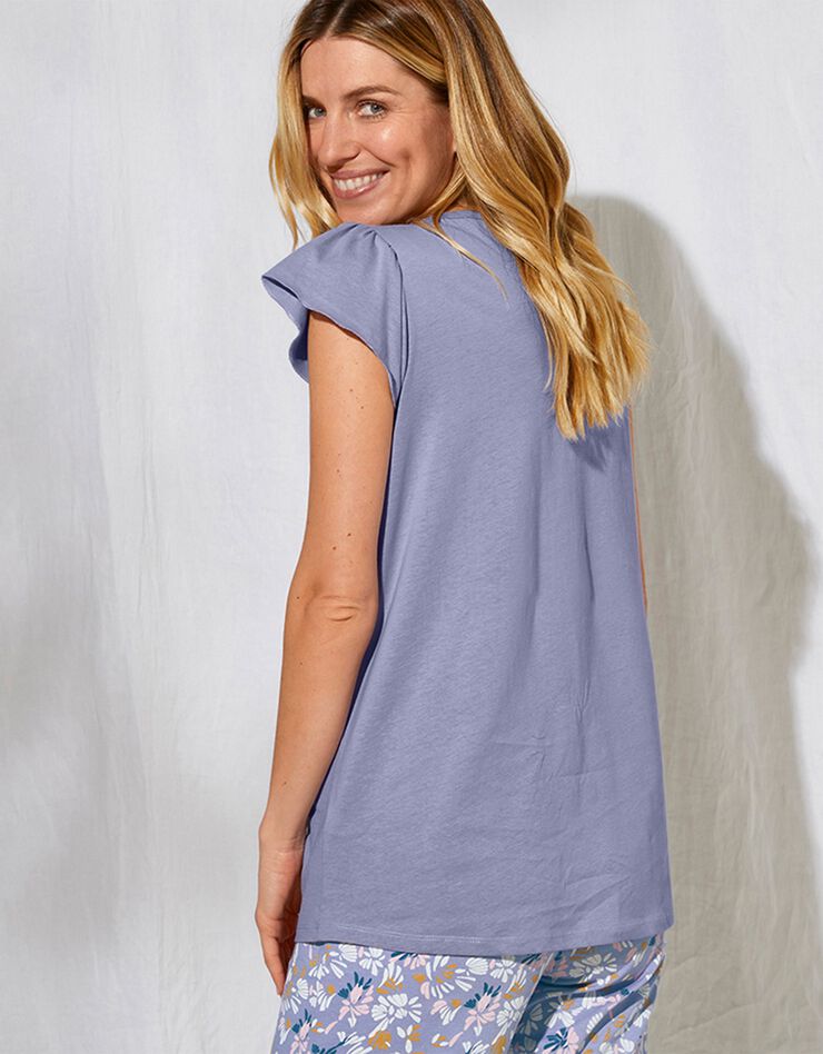 Tee-shirt pyjama manches courtes uni (parme grisé)