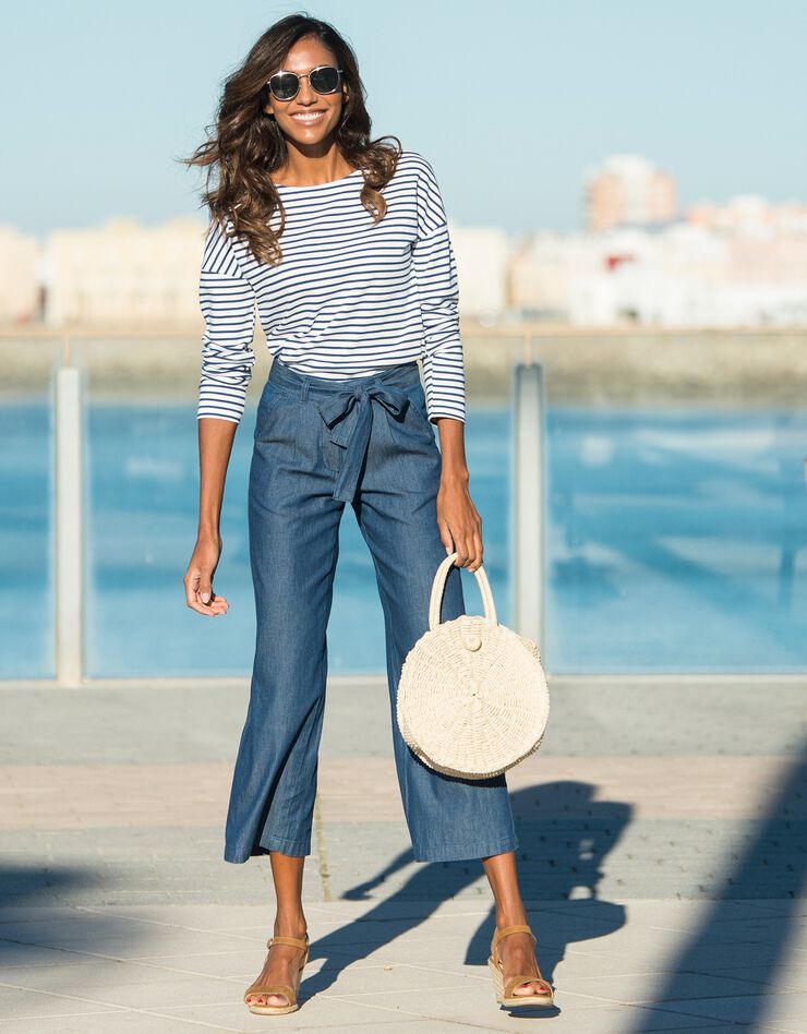 Tee-shirt marinière col bateau (blanc / bleu) Tee-shirt marinière col bateau (blanc / bleu)