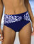 Bas de maillot de bain taille haute uni - effet drapé (marine)