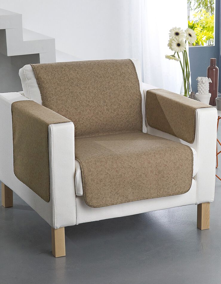 Protège-salon faux-uni antiglisse (taupe)