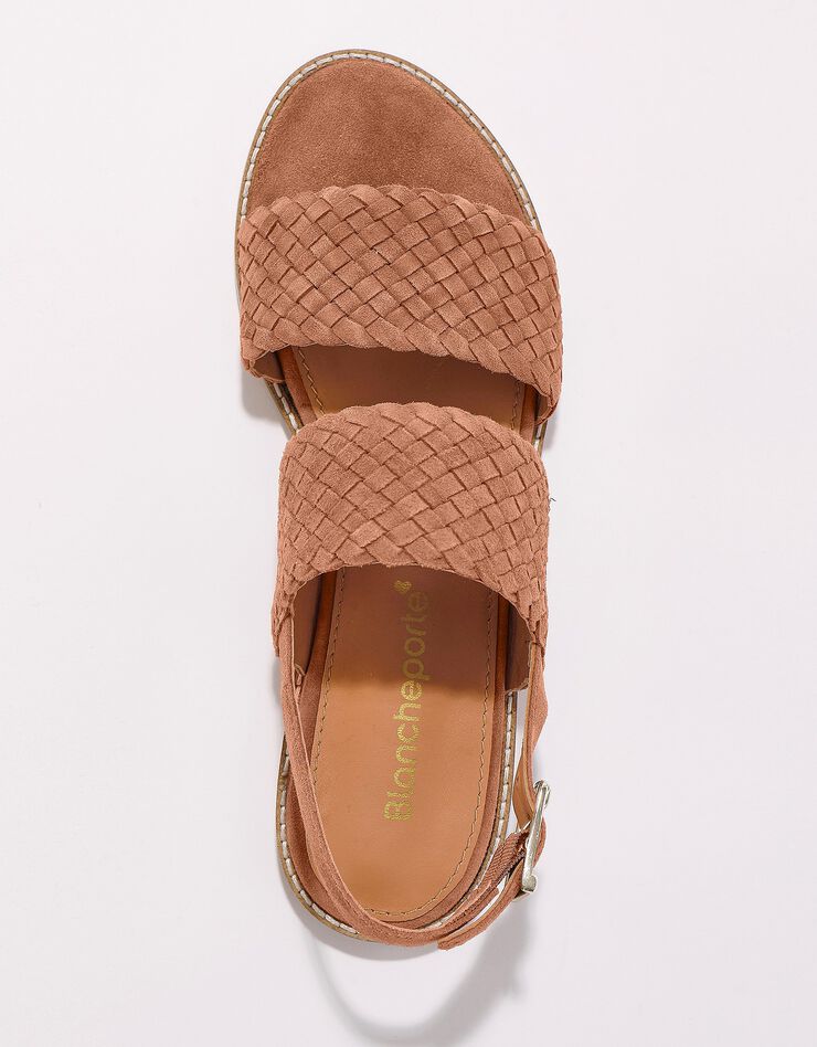 Sandales plates en cuir tressé  (caramel)