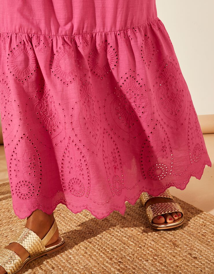 Robe longue sans manches, broderie anglaise (violine) Robe longue sans manches, broderie anglaise (violine)
