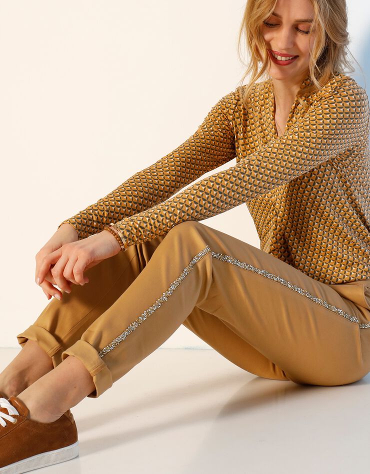 Pantalon chino bande strassée (safran) Pantalon chino bande strassée (safran)