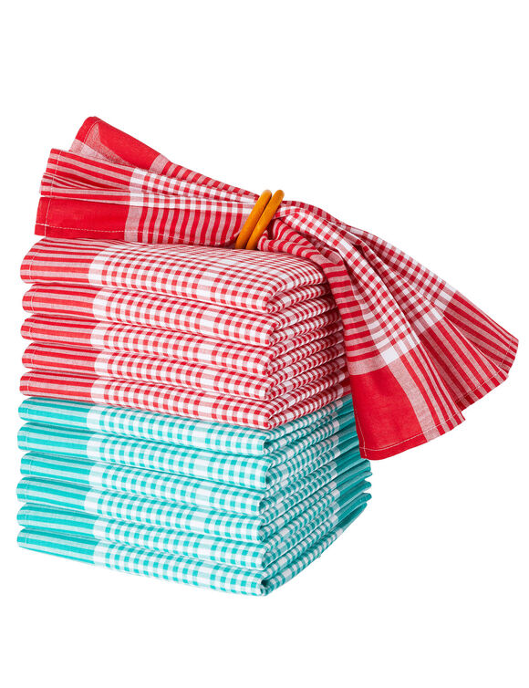 Serviette de table carreaux - lots (vert / blanc)