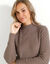 Pull col montant long, maille côtelée (taupe)