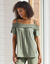 T-shirt épaules dénudées, uni (kaki)
