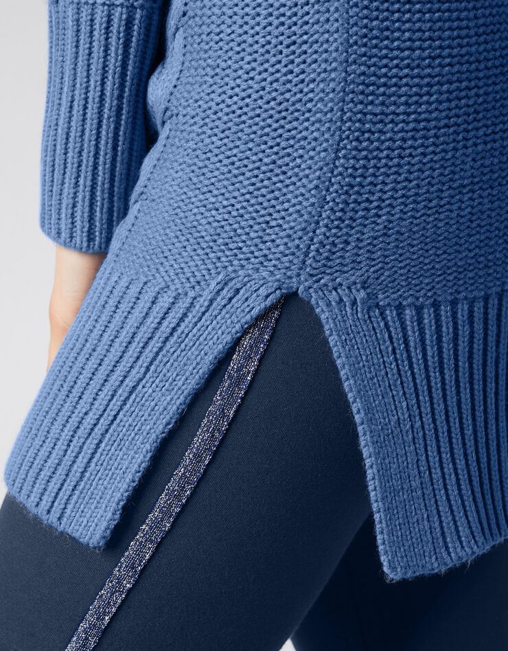 Pull tunique torsadé manches longues toucher cachemire (bleu grisé) Pull tunique torsadé manches longues toucher cachemire (bleu grisé)