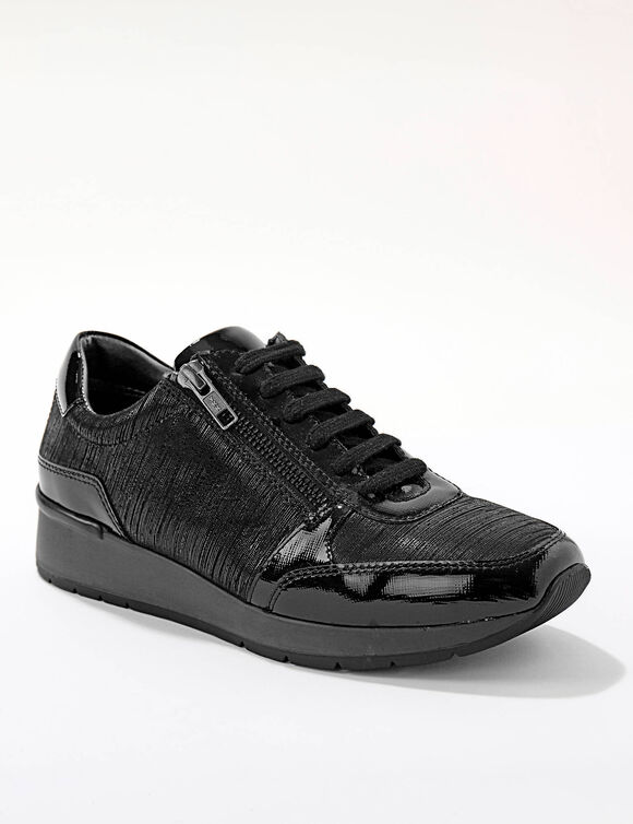 Tennis compens&eacute;es en cuir verni certifi&eacute; LWG (noir)