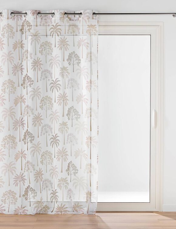 Voilage motif palmiers (naturel)