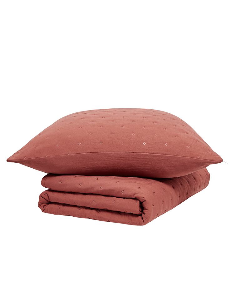 Ensemble couvre-lit uni matelassé reliefé (terracotta)