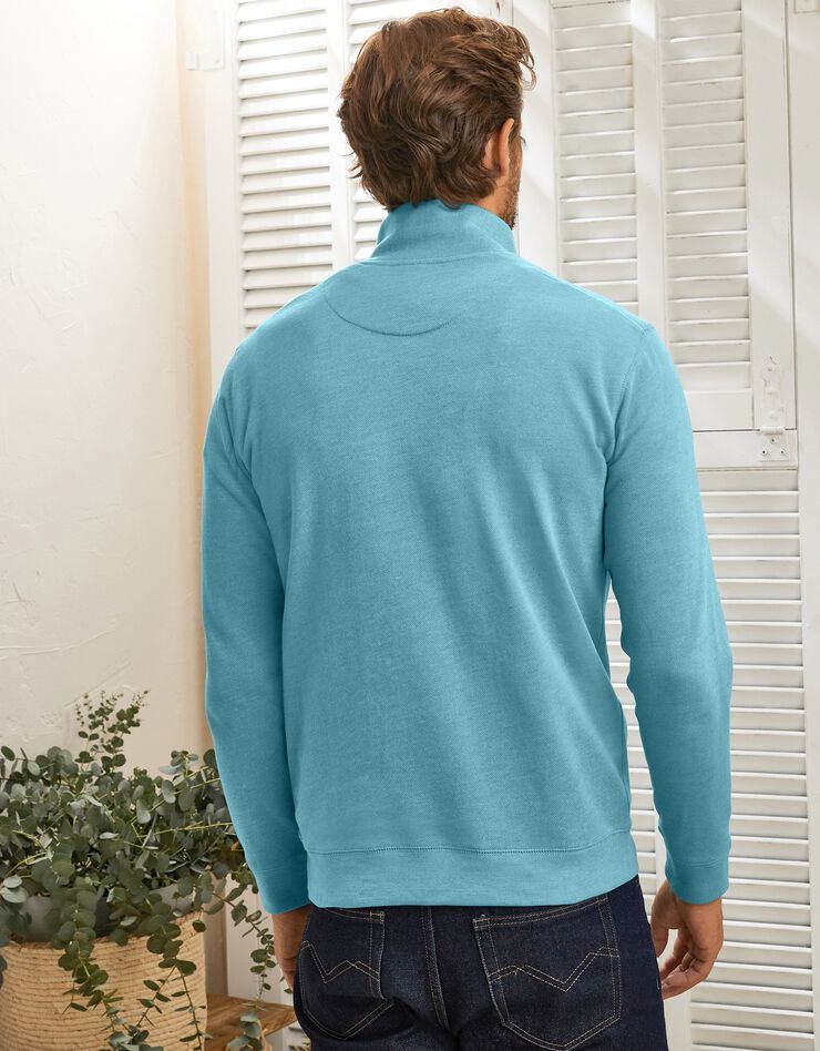 Sweat molleton col camionneur zippé (bleu vert) Sweat molleton col camionneur zippé (bleu vert)