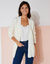 Gilet long boutonné, maille anglaise (blanc cassé)