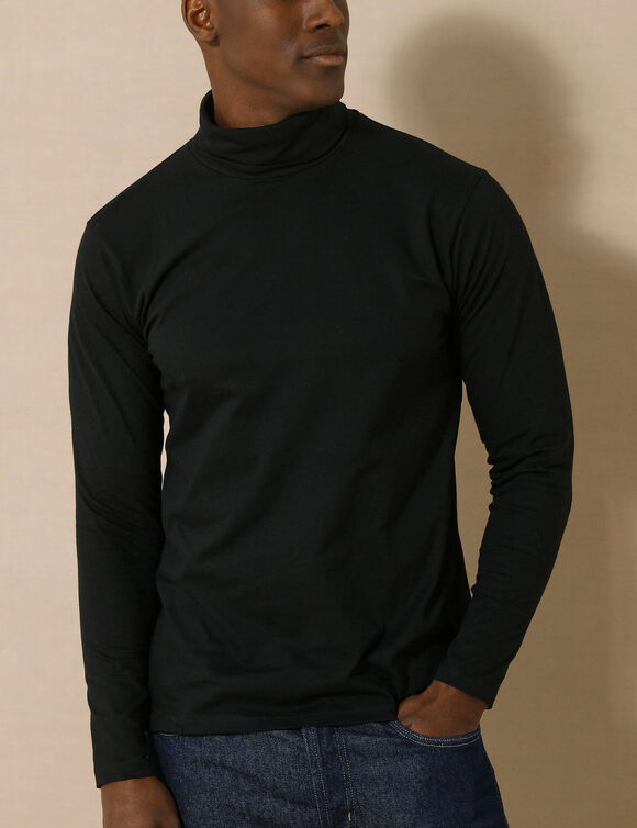 T-shirt col roul&eacute; manches longues (noir)