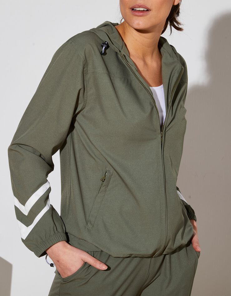 Veste à capuche zippée (kaki / blanc) Veste à capuche zippée (kaki / blanc)