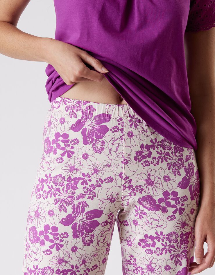 Pyjama imprimé avec broderie anglaise - manches courtes (violine) Pyjama imprimé avec broderie anglaise - manches courtes (violine)