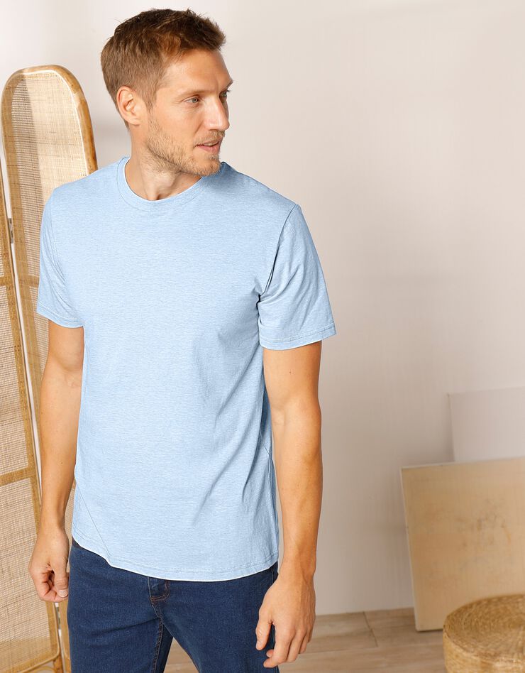 Tee-shirt col rond manches courtes - lot de 3 (3 écru chiné / gris / bleuet) Tee-shirt col rond manches courtes - lot de 3 (3 écru chiné / gris / bleuet)