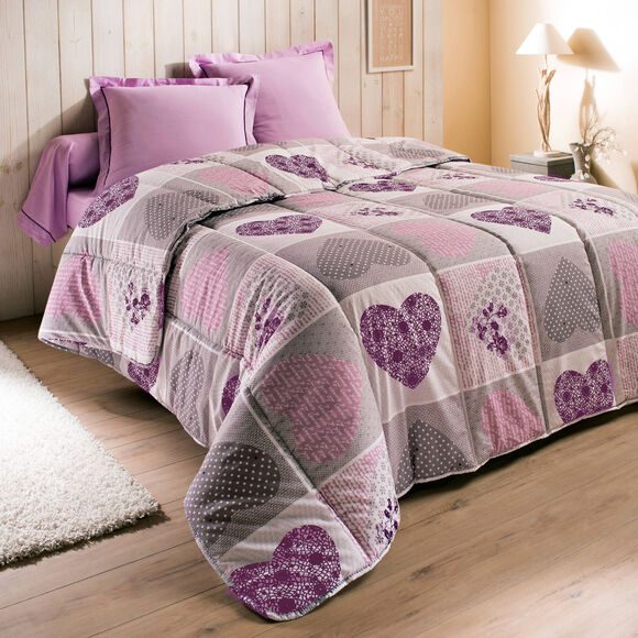 Couette coton imprim&eacute; Lovely 200 g/m&sup2; (parme)