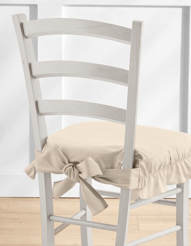 Housse chaise unie volantée coton bachette (écru)