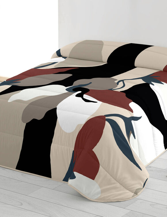 Couette microfibre imprimé moderne déco 200 g/m² (bordeaux / écru)
