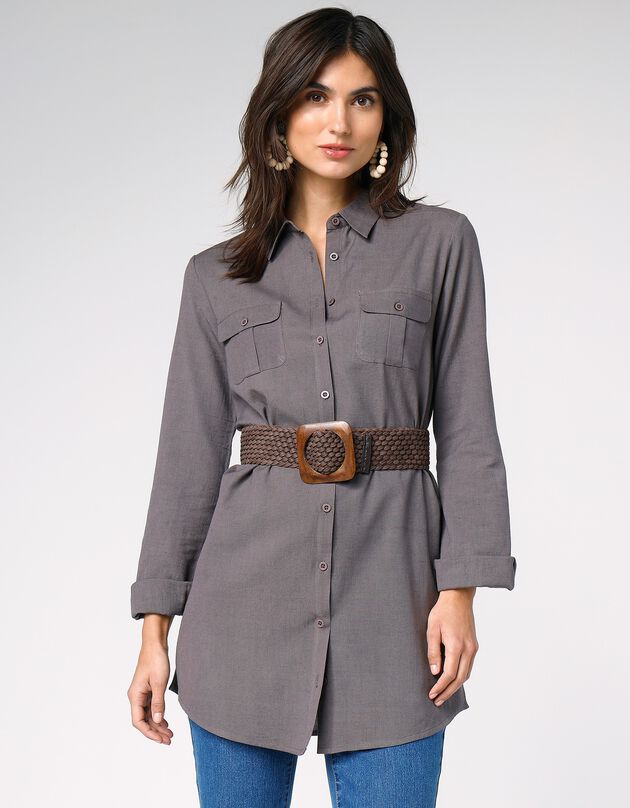 Chemise longue unie (marron glacé)