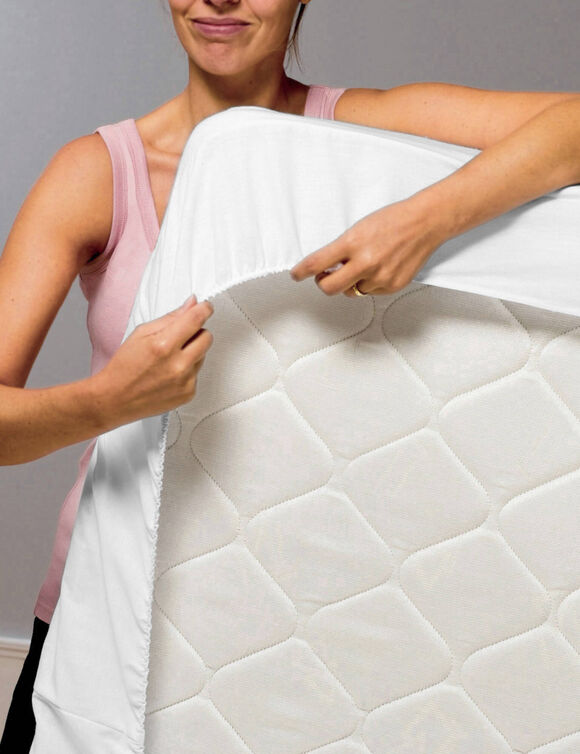 Prot&egrave;ge matelas molleton bi-extensible absorbant (blanc)