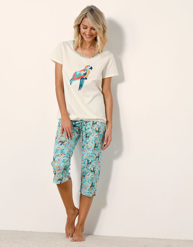 Pyjama pantacourt Roméo imprimé Toucan (aqua)
