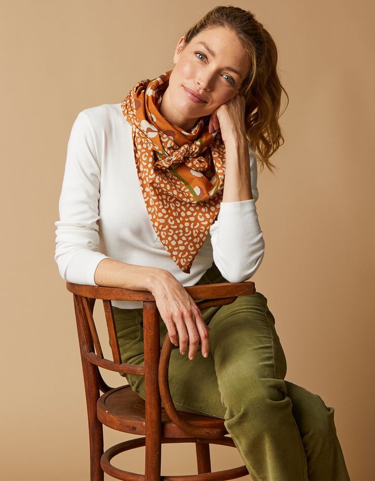 Foulard carré imprimé Savana - caramel (caramel)