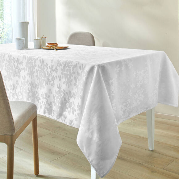 Nappe damassée feuillages Colombine® (blanc)