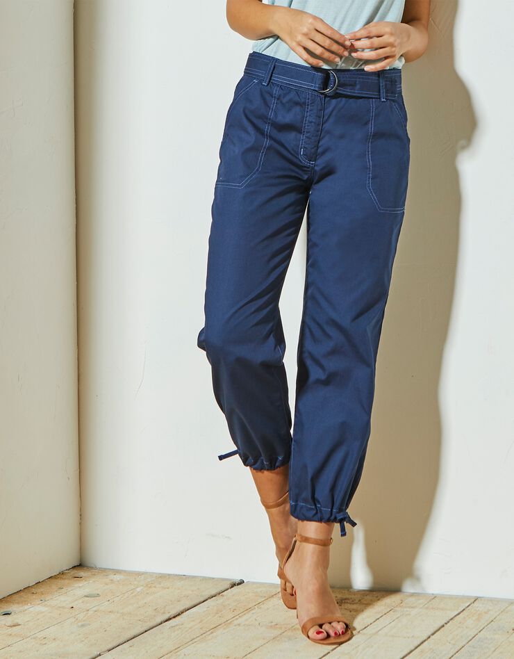 Pantacourt droit coton coloré ou denim léger (marine) Pantacourt droit coton coloré ou denim léger (marine)