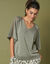 Pull loose maille brillante (kaki)