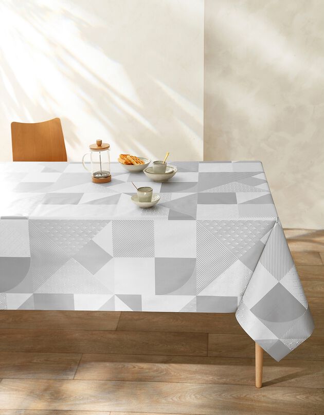 Nappe toile cirée imprimé géométrique (gris)