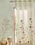 Rideau coton lin base fleurie (vert / orange)
