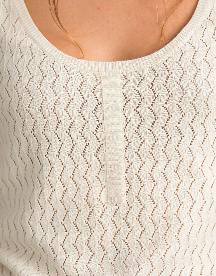 Top tricot maille pointelle ajourée (écru) Top tricot maille pointelle ajourée (écru)