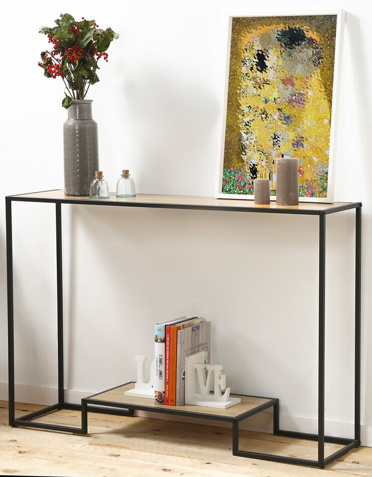 Console STOCKIES style industriel - 2 niveaux (naturel)