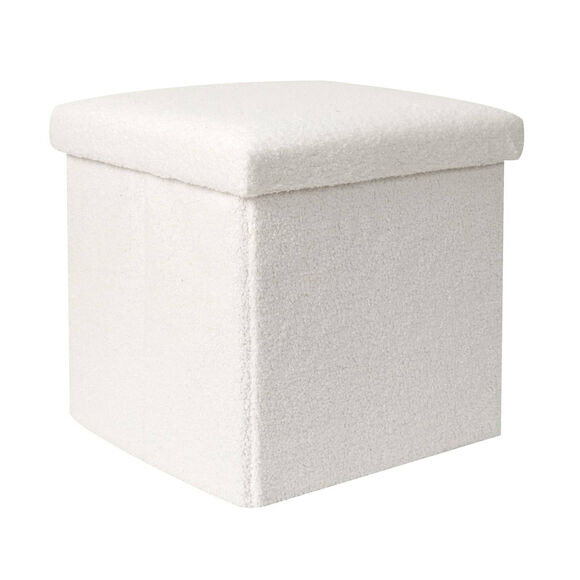Coffre pouf en bouclette sherpa (blanc)
