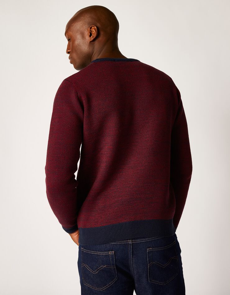 Pull col rond en maille fantaisie (rouge) Pull col rond en maille fantaisie (rouge)
