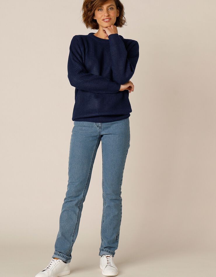 Pull col rond maille anglaise (marine) Pull col rond maille anglaise (marine)