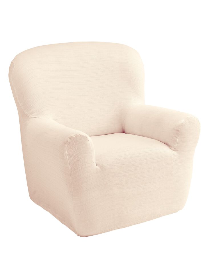Housse extensible unie canapé fauteuil accoudoirs (écru)