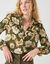 Blouse volantée imprimée floral, crépon (kaki)
