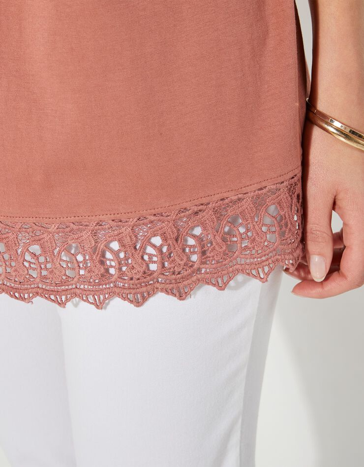 Tee-shirt macramé fantaisie (rose thé) Tee-shirt macramé fantaisie (rose thé)