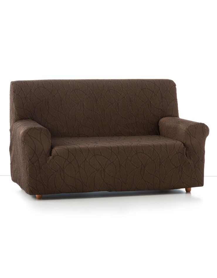 Housse extensible motif jacquard pour fauteuil et canapé  (marron)