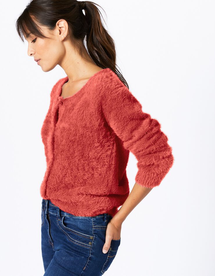 Cardigan en maille douceur (corail) Cardigan en maille douceur (corail)