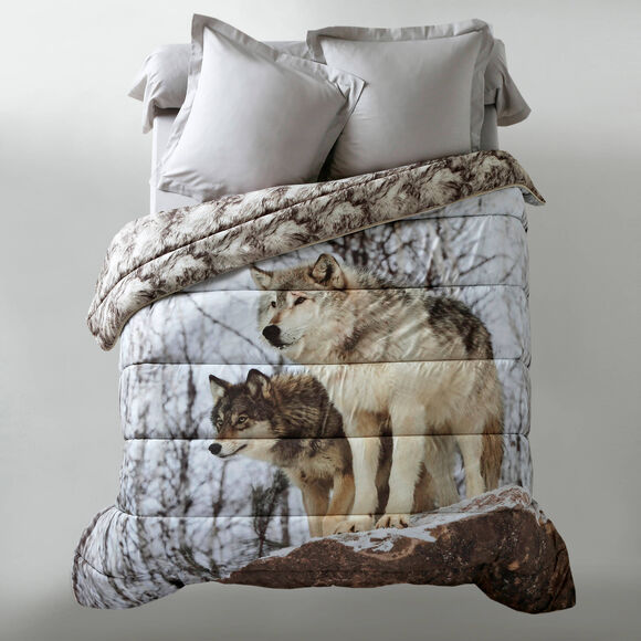 Couette microfibre impression photo loup 400g/m2 (beige)